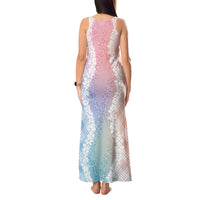 Hawaii Aloha Plumeria Lei Pastel Candy Palaka Tank Maxi Dress LT7 - Polynesian Pride