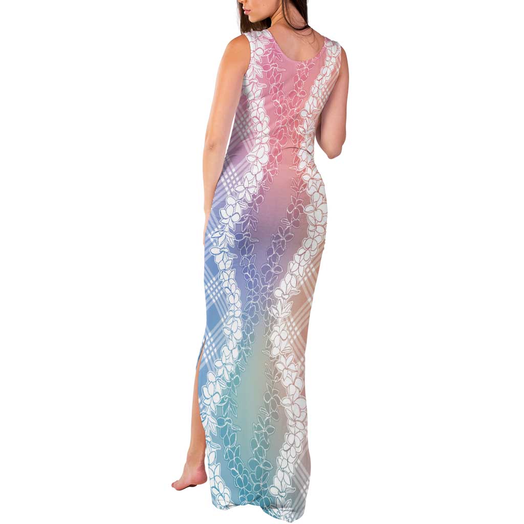 Hawaii Aloha Plumeria Lei Pastel Candy Palaka Tank Maxi Dress LT7 - Polynesian Pride