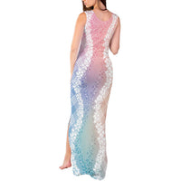Hawaii Aloha Plumeria Lei Pastel Candy Palaka Tank Maxi Dress LT7 - Polynesian Pride