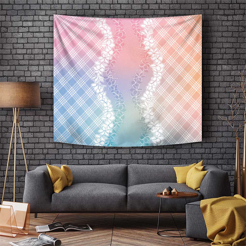 Hawaii Aloha Plumeria Lei Pastel Candy Palaka Tapestry - Polynesian Pride