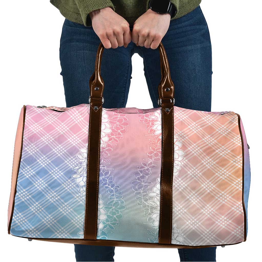 Hawaii Aloha Plumeria Lei Pastel Candy Palaka Travel Bag - Polynesian Pride