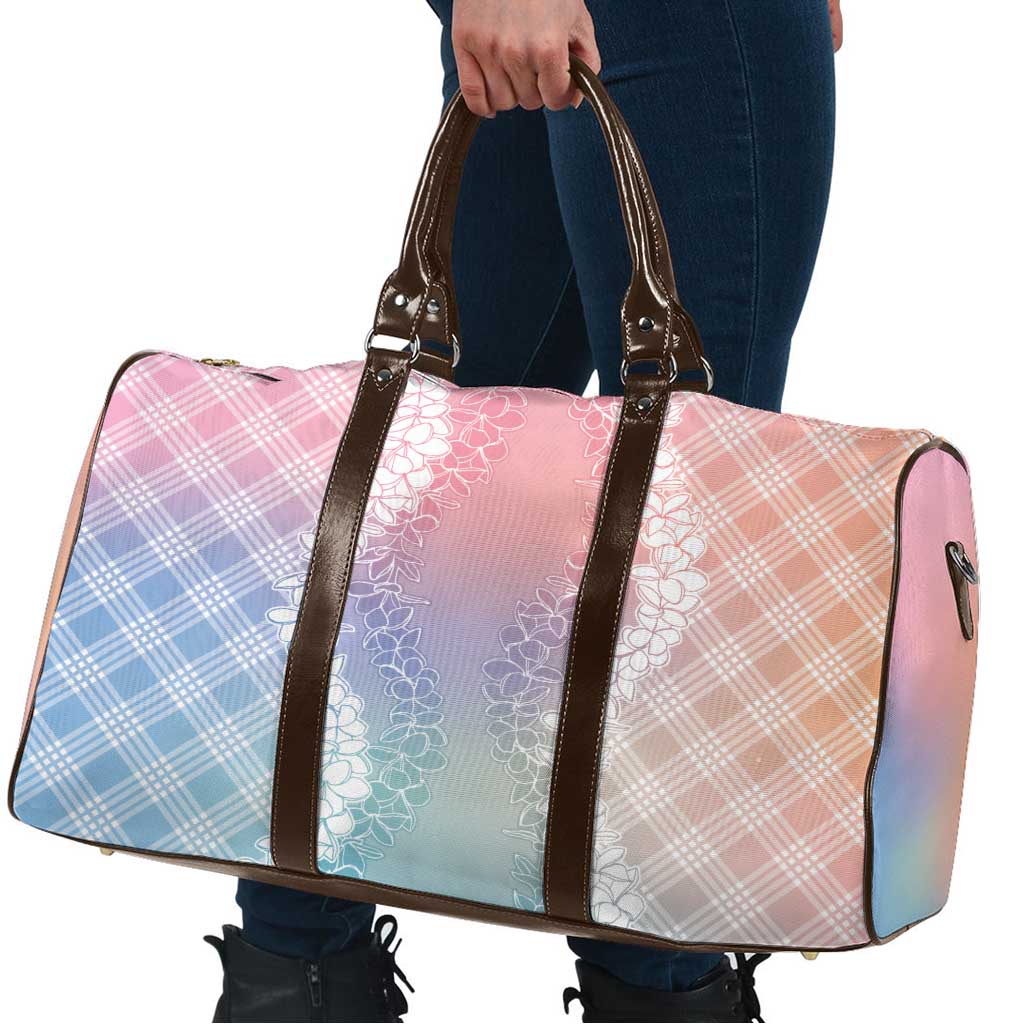 Hawaii Aloha Plumeria Lei Pastel Candy Palaka Travel Bag - Polynesian Pride