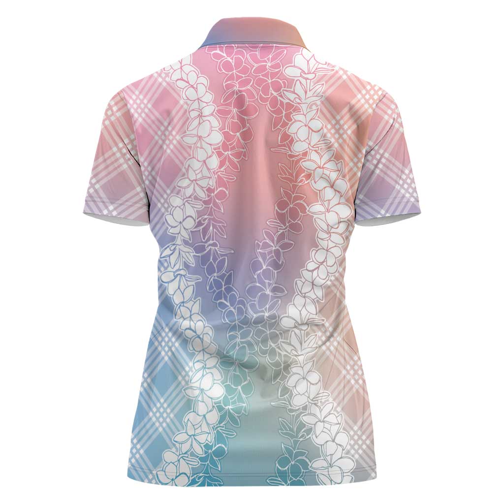Hawaii Aloha Plumeria Lei Pastel Candy Palaka Women Polo Shirt LT7 - Polynesian Pride