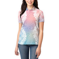 Hawaii Aloha Plumeria Lei Pastel Candy Palaka Women Polo Shirt LT7 - Polynesian Pride