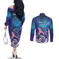 New Zealand Mother's Day Couples Matching Off The Shoulder Long Sleeve Dress and Long Sleeve Button Shirt Maori Hari Ra Mama LT7 - Polynesian Pride
