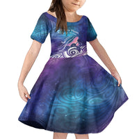 New Zealand Mother's Day Family Matching Long Sleeve Bodycon Dress and Hawaiian Shirt Maori Hari Ra Mama LT7 Daughter's Dress Galaxy - Polynesian Pride