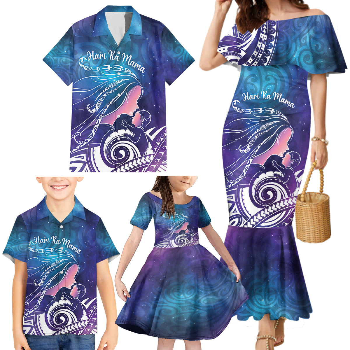 New Zealand Mother's Day Family Matching Mermaid Dress and Hawaiian Shirt Maori Hari Ra Mama LT7 - Polynesian Pride