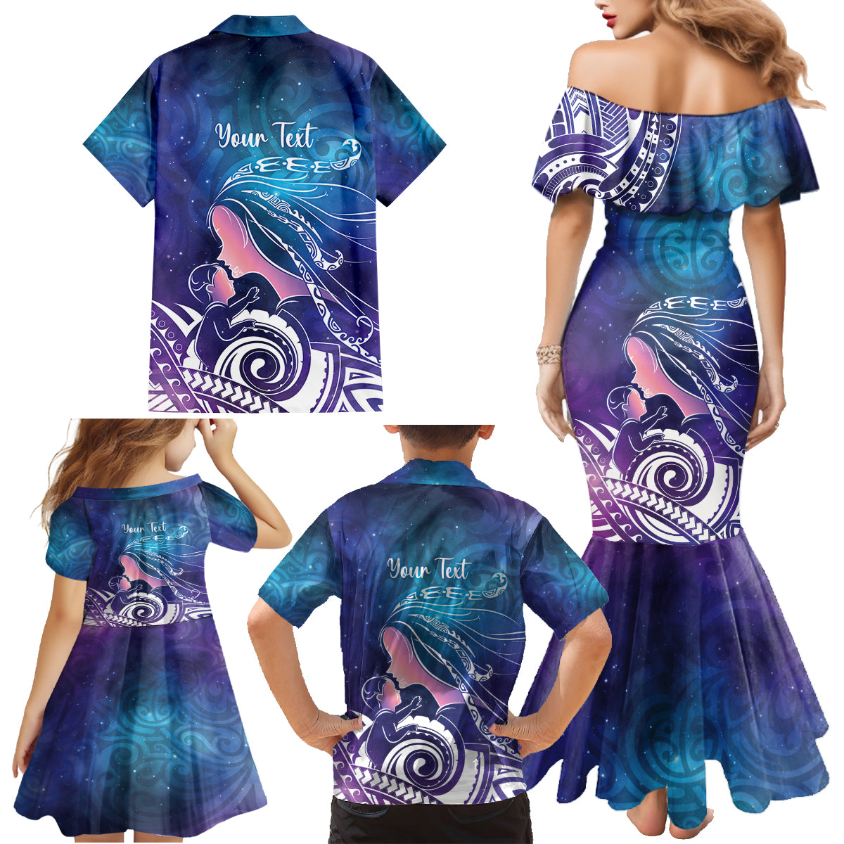 New Zealand Mother's Day Family Matching Mermaid Dress and Hawaiian Shirt Maori Hari Ra Mama LT7 - Polynesian Pride