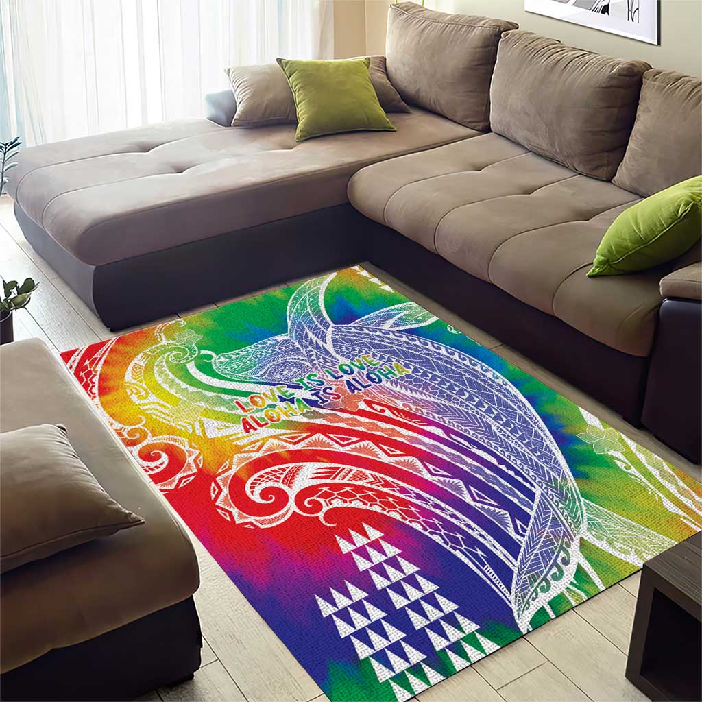 Aloha Pride Rainbow Tie Dye Area Rug Humpback Whale - Love is Love