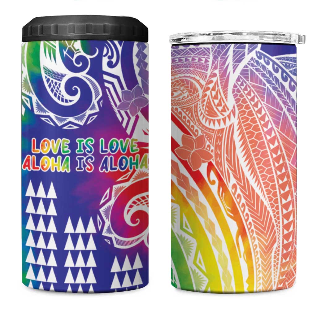 Aloha Pride Rainbow Tie Dye 4 in 1 Can Cooler Tumbler Humpback Whale - Love is Love
