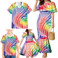Aloha Pride Rainbow Tie Dye Family Matching Mermaid Dress and Hawaiian Shirt Humpback Whale - Love is Love
