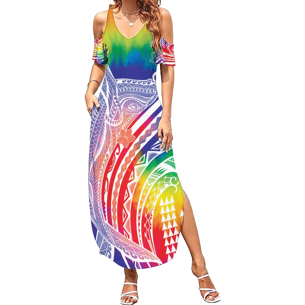 Aloha Pride Rainbow Tie Dye Family Matching Summer Maxi Dress and Hawaiian Shirt Humpback Whale - Love is Love