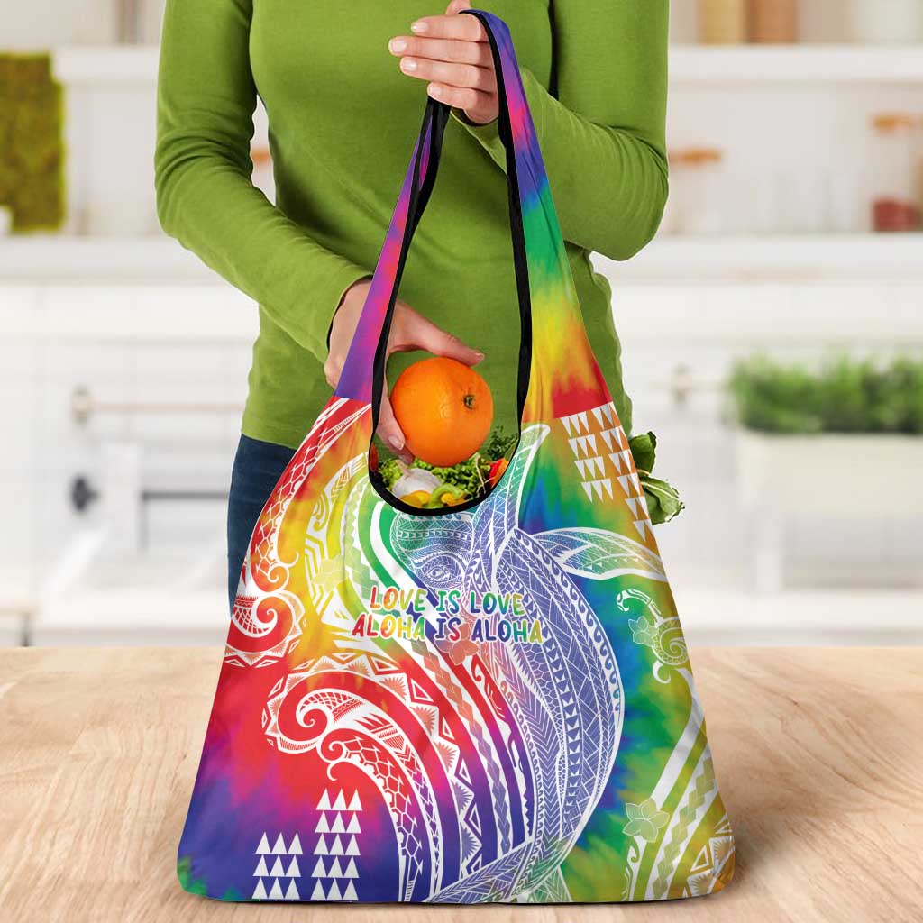 Aloha Pride Rainbow Tie Dye Grocery Bag Humpback Whale - Love is Love