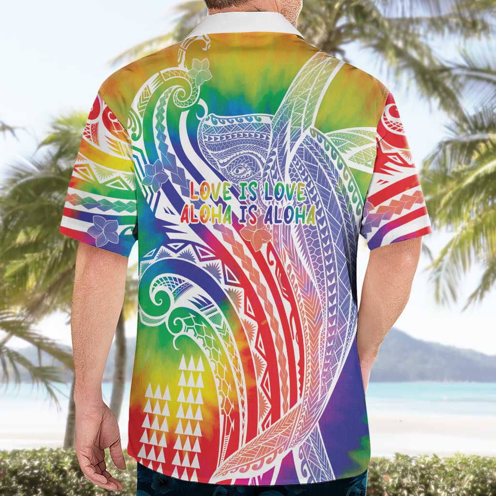Aloha Pride Rainbow Tie Dye Hawaiian Shirt Humpback Whale - Love is Love