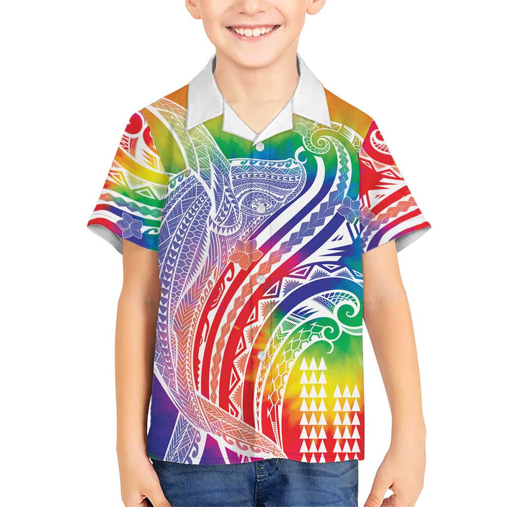 Aloha Pride Rainbow Tie Dye Kid Hawaiian Shirt Humpback Whale - Love is Love