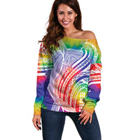 Aloha Pride Rainbow Tie Dye Off Shoulder Sweater Humpback Whale - Love is Love