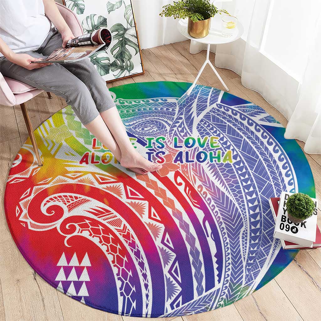 Aloha Pride Rainbow Tie Dye Round Carpet Humpback Whale - Love is Love