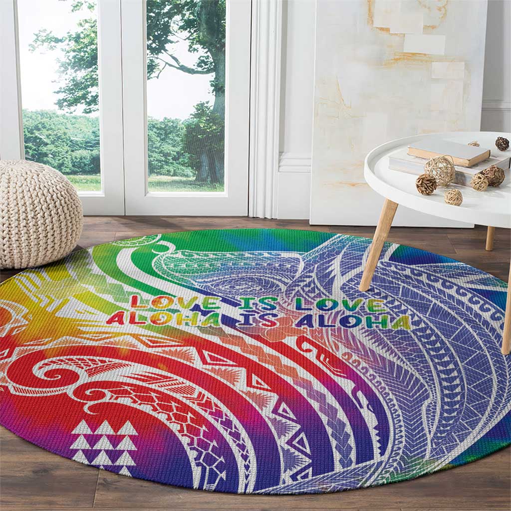 Aloha Pride Rainbow Tie Dye Round Carpet Humpback Whale - Love is Love
