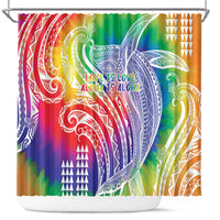 Aloha Pride Rainbow Tie Dye Shower Curtain Humpback Whale - Love is Love