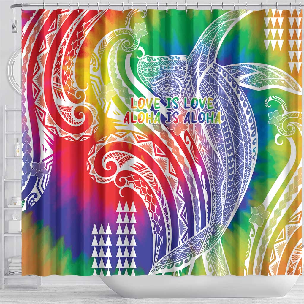 Aloha Pride Rainbow Tie Dye Shower Curtain Humpback Whale - Love is Love
