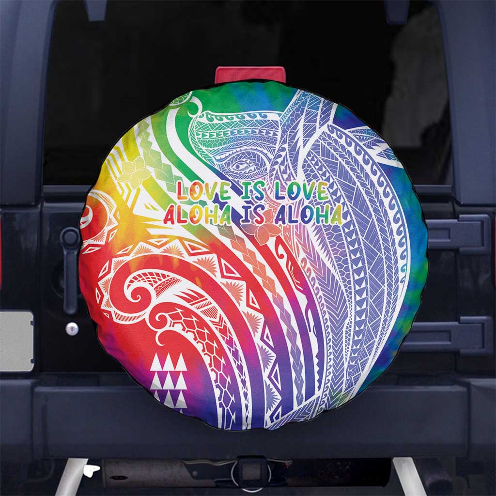 Aloha Pride Rainbow Tie Dye Spare Tire Cover Humpback Whale - Love is Love