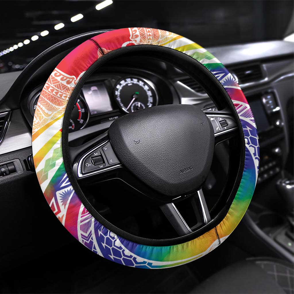 Aloha Pride Rainbow Tie Dye Steering Wheel Cover Humpback Whale - Love is Love