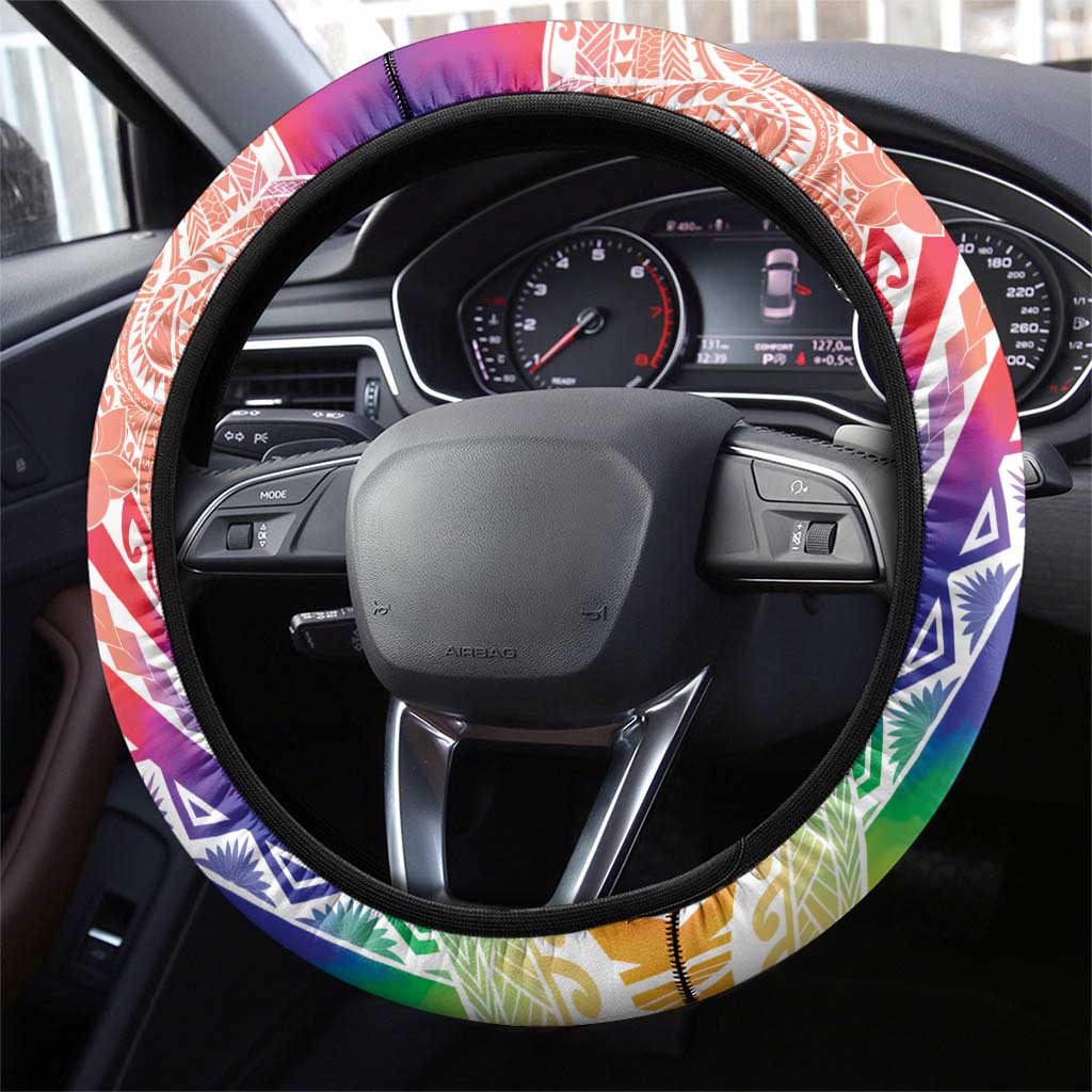 Aloha Pride Rainbow Tie Dye Steering Wheel Cover Humpback Whale - Love is Love