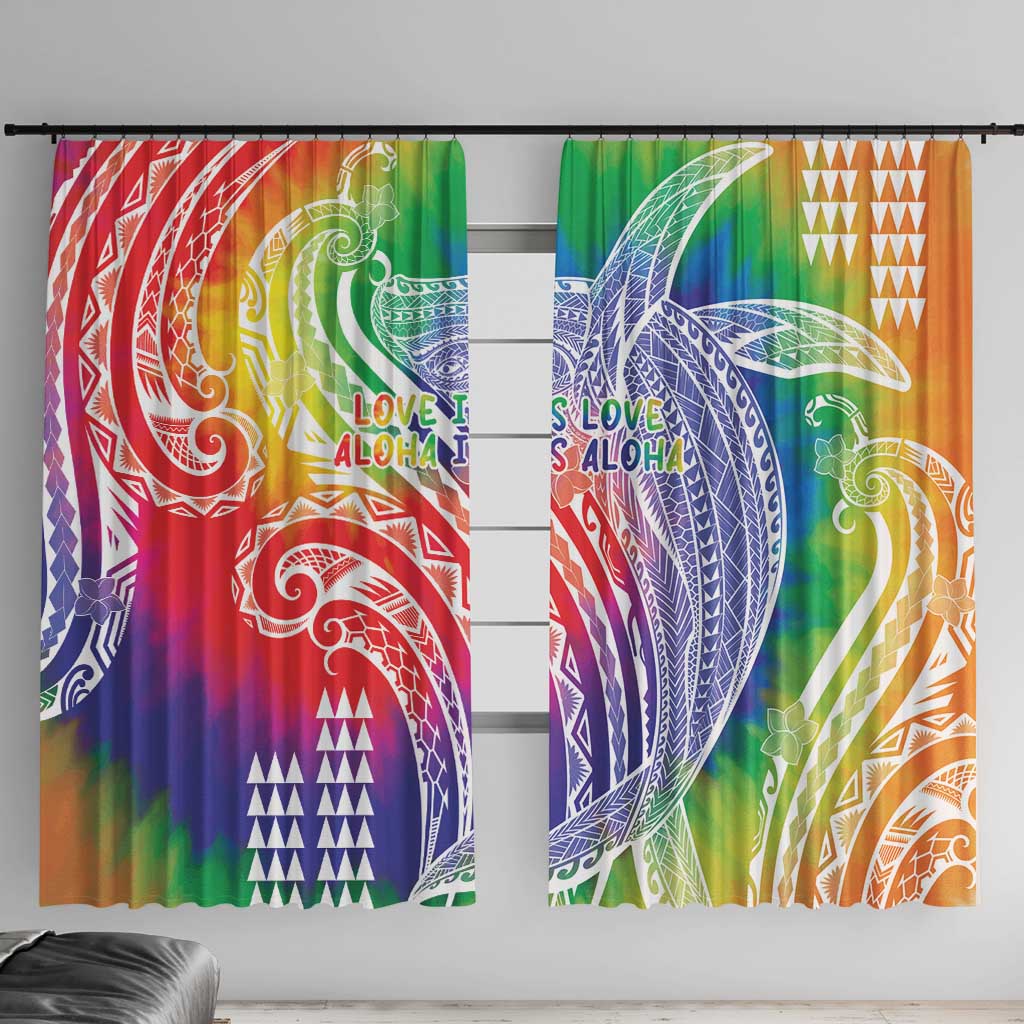 Aloha Pride Rainbow Tie Dye Window Curtain Humpback Whale - Love is Love