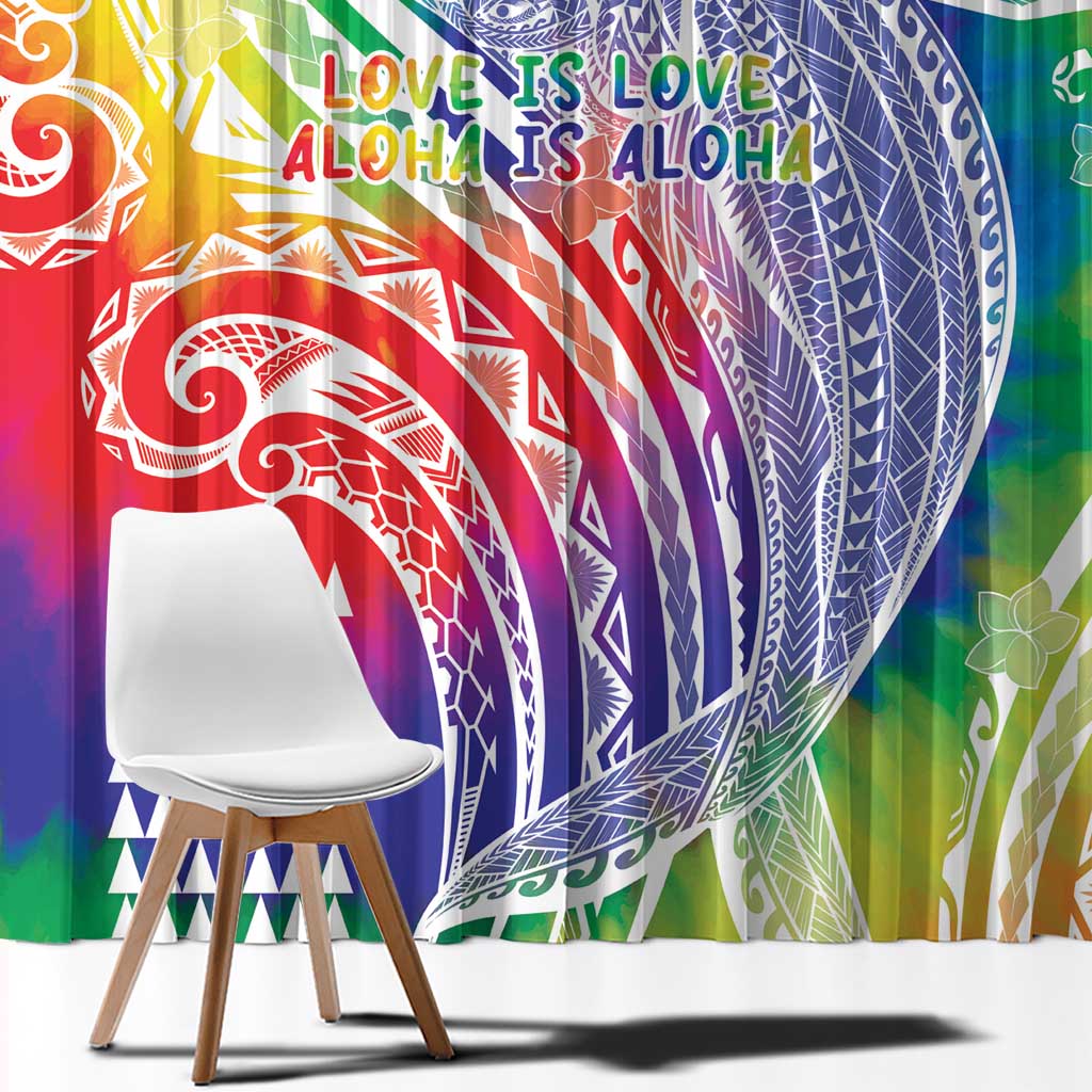 Aloha Pride Rainbow Tie Dye Window Curtain Humpback Whale - Love is Love