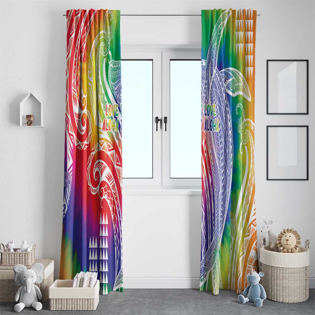 Aloha Pride Rainbow Tie Dye Window Curtain Humpback Whale - Love is Love