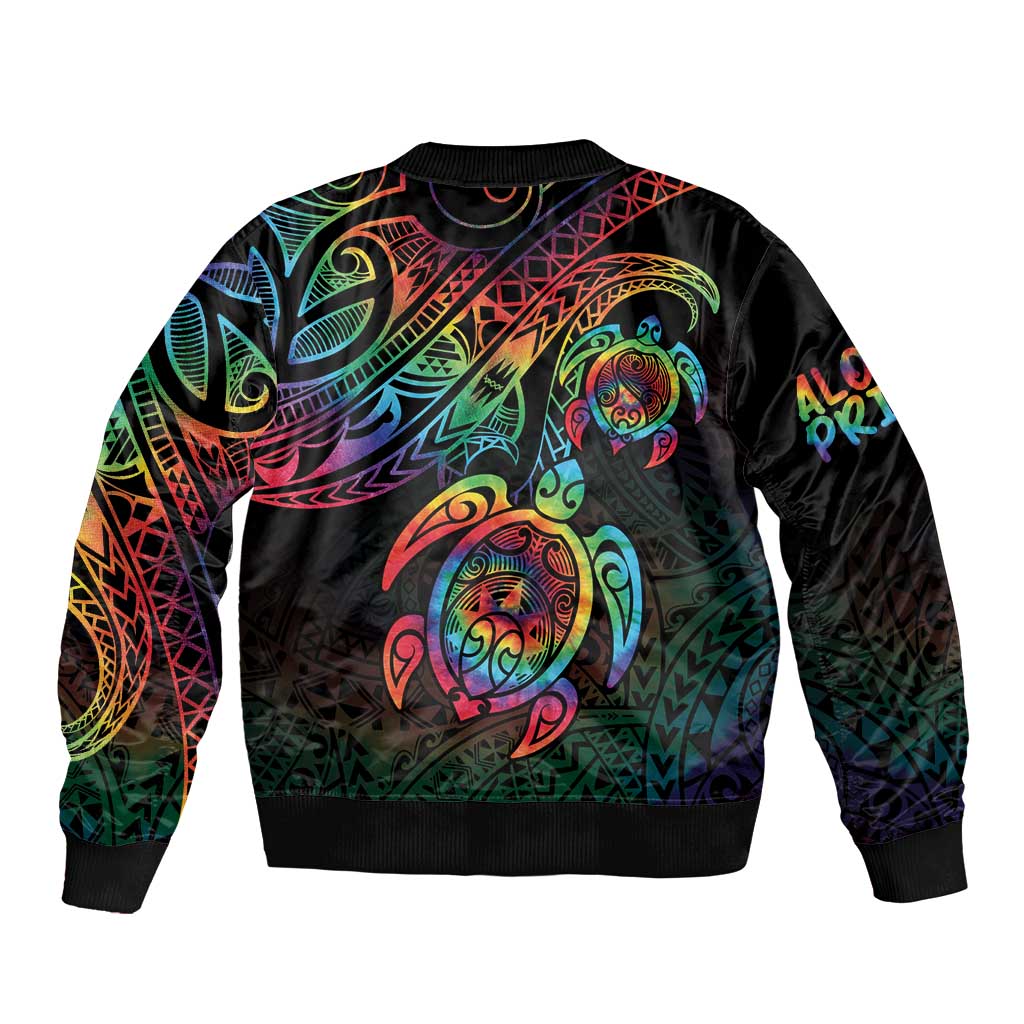 Hawaii Pride Bomber Jacket Rainbow Swirls LT7 - Polynesian Pride