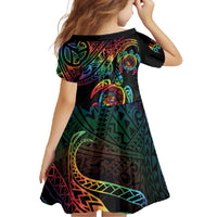 Hawaii Pride Family Matching Long Sleeve Bodycon Dress and Hawaiian Shirt Rainbow Swirls LT7 - Polynesian Pride