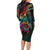 Hawaii Pride Family Matching Long Sleeve Bodycon Dress and Hawaiian Shirt Rainbow Swirls