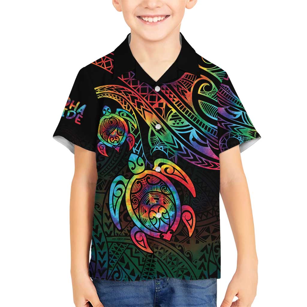 Hawaii Pride Family Matching Long Sleeve Bodycon Dress and Hawaiian Shirt Rainbow Swirls LT7 Son's Shirt Colorful - Polynesian Pride