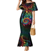Hawaii Pride Family Matching Mermaid Dress and Hawaiian Shirt Rainbow Swirls