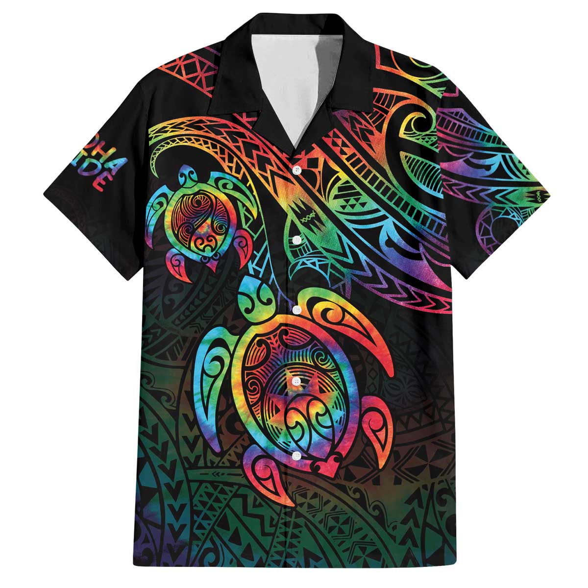 Hawaii Pride Family Matching Off The Shoulder Long Sleeve Dress and Hawaiian Shirt Rainbow Swirls LT7 Dad's Shirt - Short Sleeve Colorful - Polynesian Pride
