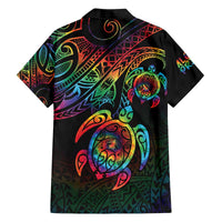 Hawaii Pride Family Matching Off The Shoulder Long Sleeve Dress and Hawaiian Shirt Rainbow Swirls LT7 - Polynesian Pride