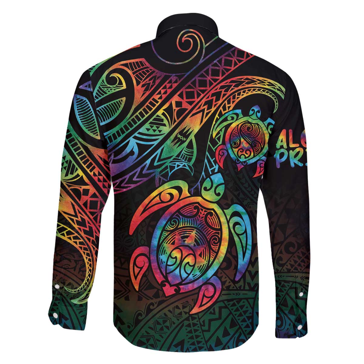 Hawaii Pride Family Matching Off The Shoulder Long Sleeve Dress and Hawaiian Shirt Rainbow Swirls LT7 - Polynesian Pride