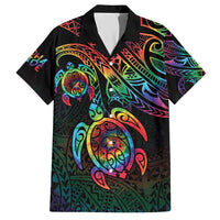 Hawaii Pride Family Matching Short Sleeve Bodycon Dress and Hawaiian Shirt Rainbow Swirls LT7 Dad's Shirt - Short Sleeve Colorful - Polynesian Pride