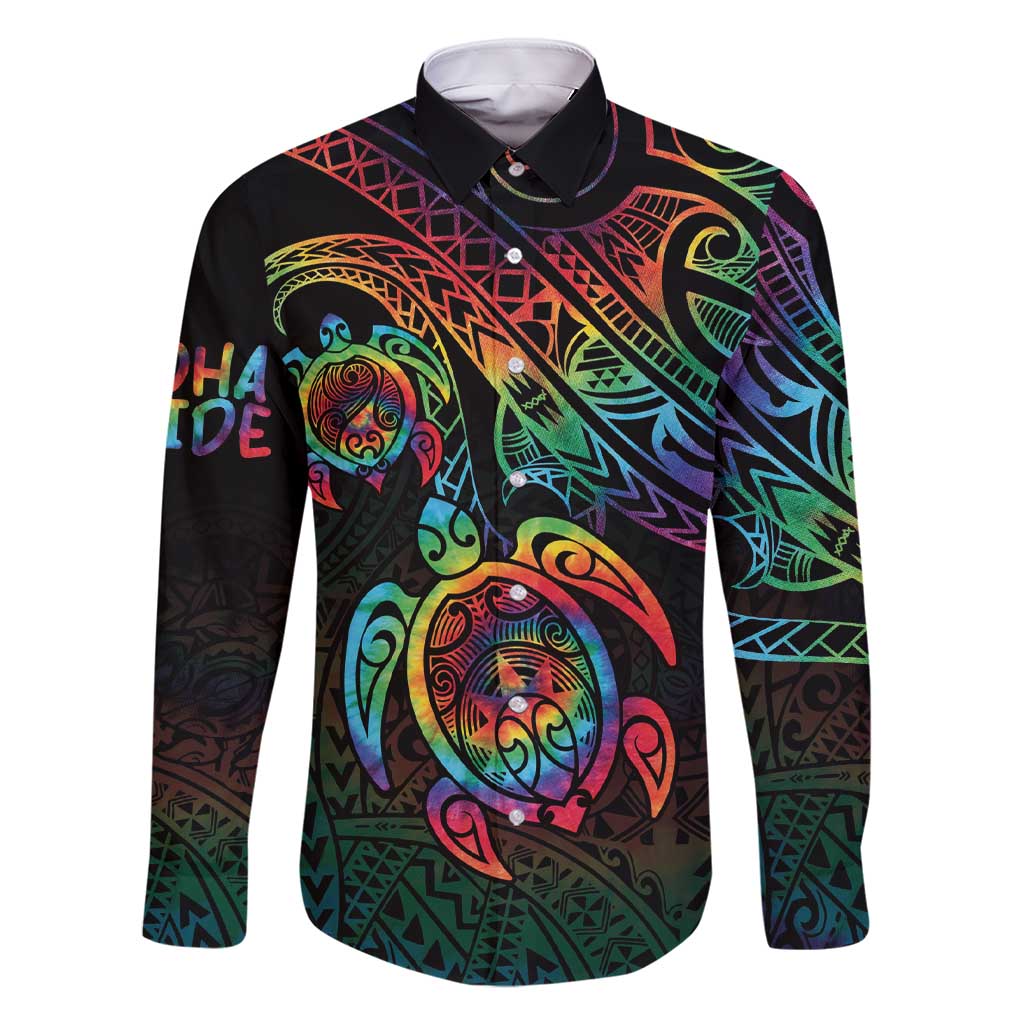 Hawaii Pride Family Matching Short Sleeve Bodycon Dress and Hawaiian Shirt Rainbow Swirls LT7 Dad's Shirt - Long Sleeve Colorful - Polynesian Pride