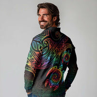 Hawaii Pride Long Sleeve Polo Shirt Rainbow Swirls LT7 - Polynesian Pride