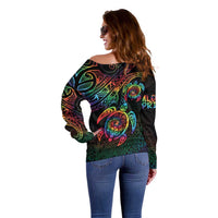 Hawaii Pride Off Shoulder Sweater Rainbow Swirls