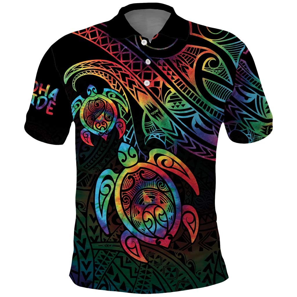 Hawaii Pride Polo Shirt Rainbow Swirls