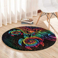 Hawaii Pride Round Carpet Rainbow Swirls