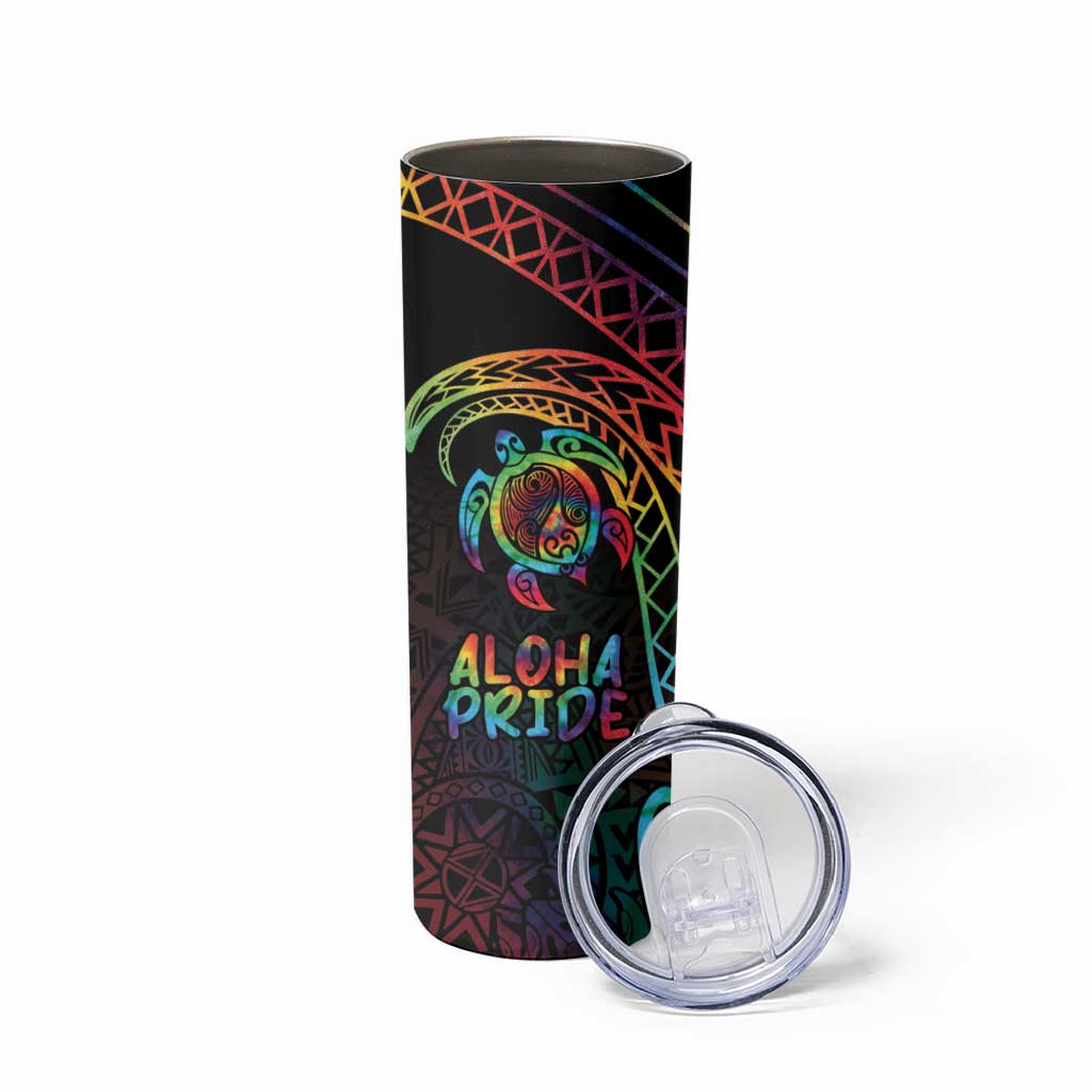 Hawaii Pride Skinny Tumbler Rainbow Swirls