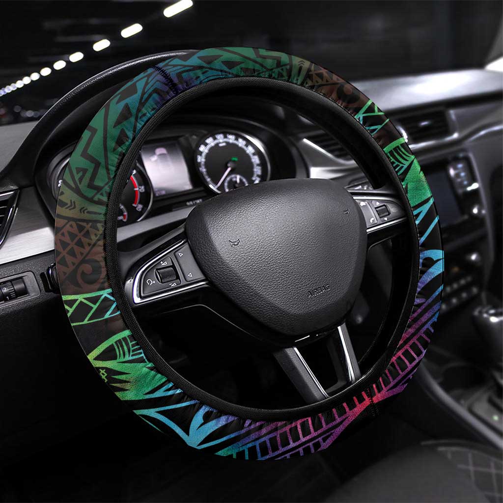 Hawaii Pride Steering Wheel Cover Rainbow Swirls
