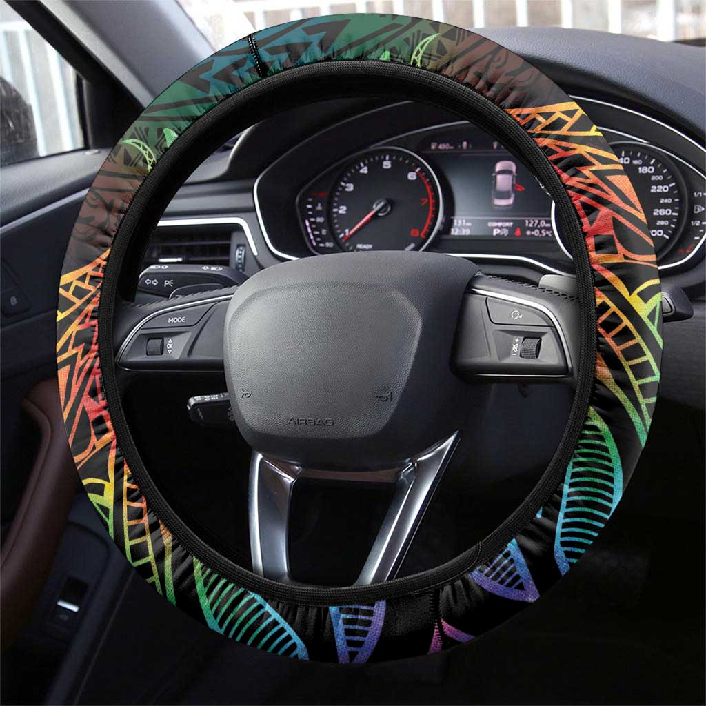 Hawaii Pride Steering Wheel Cover Rainbow Swirls