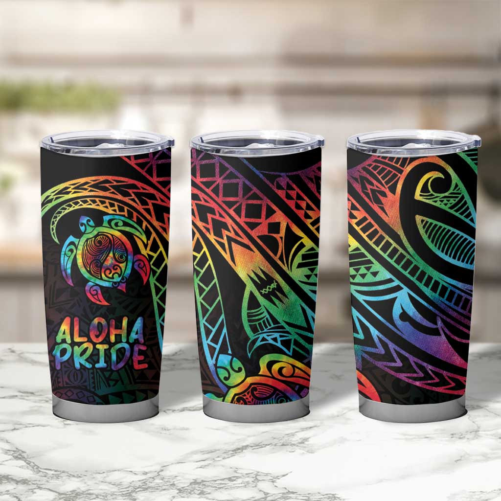 Hawaii Pride Tumbler Cup Rainbow Swirls