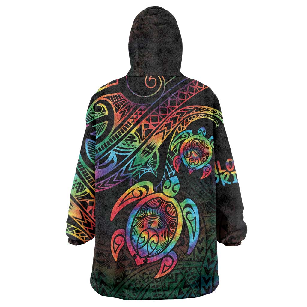Hawaii Pride Wearable Blanket Hoodie Rainbow Swirls