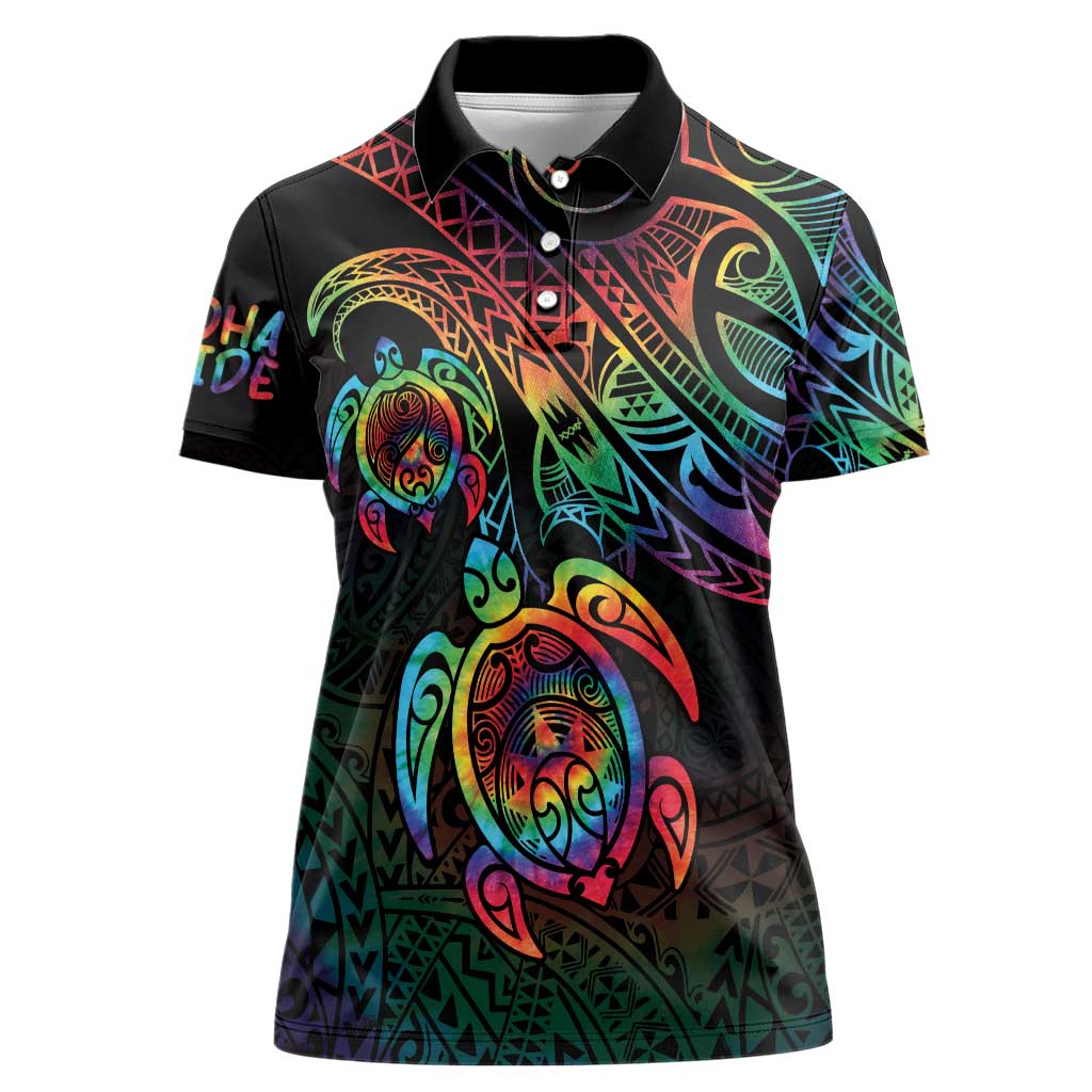 Hawaii Pride Women Polo Shirt Rainbow Swirls